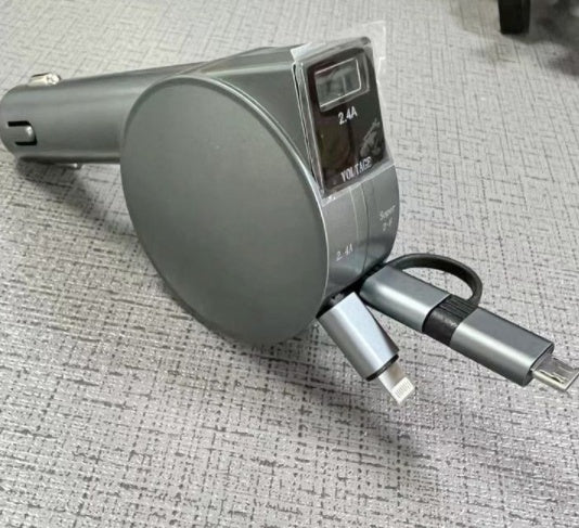 60W Dual Retractable Cable Car Charger - image 4