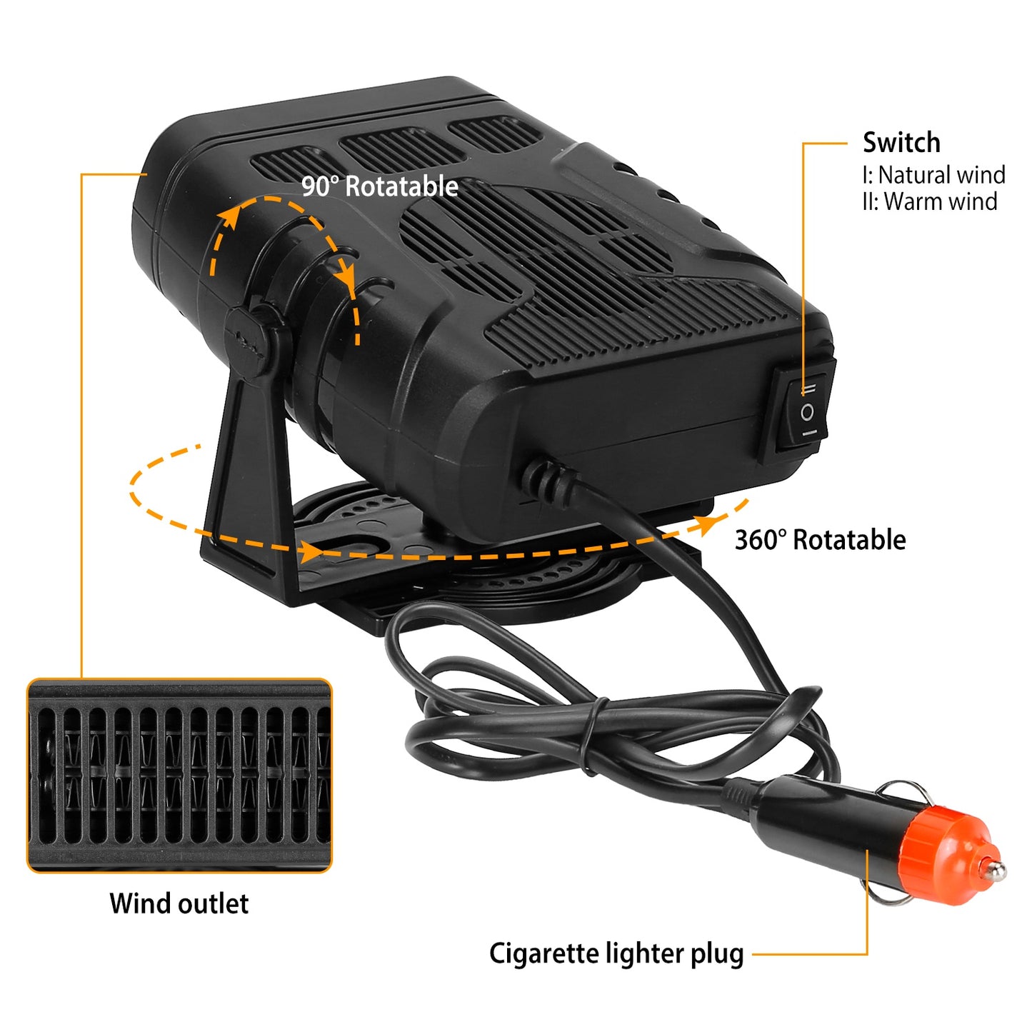 24V 200W Or  12V 120W Portable Car Heater Heating Fan 2 In 1 Defroster Demister Windshield Heater Automotive Cooling Fan