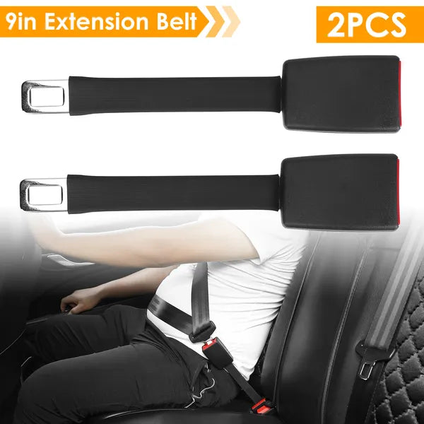 2Pcs Car Seat Belt Extender 9in Buckle Tongue Webbing Extension Safety Belt Auto Belt Clip Lengthening