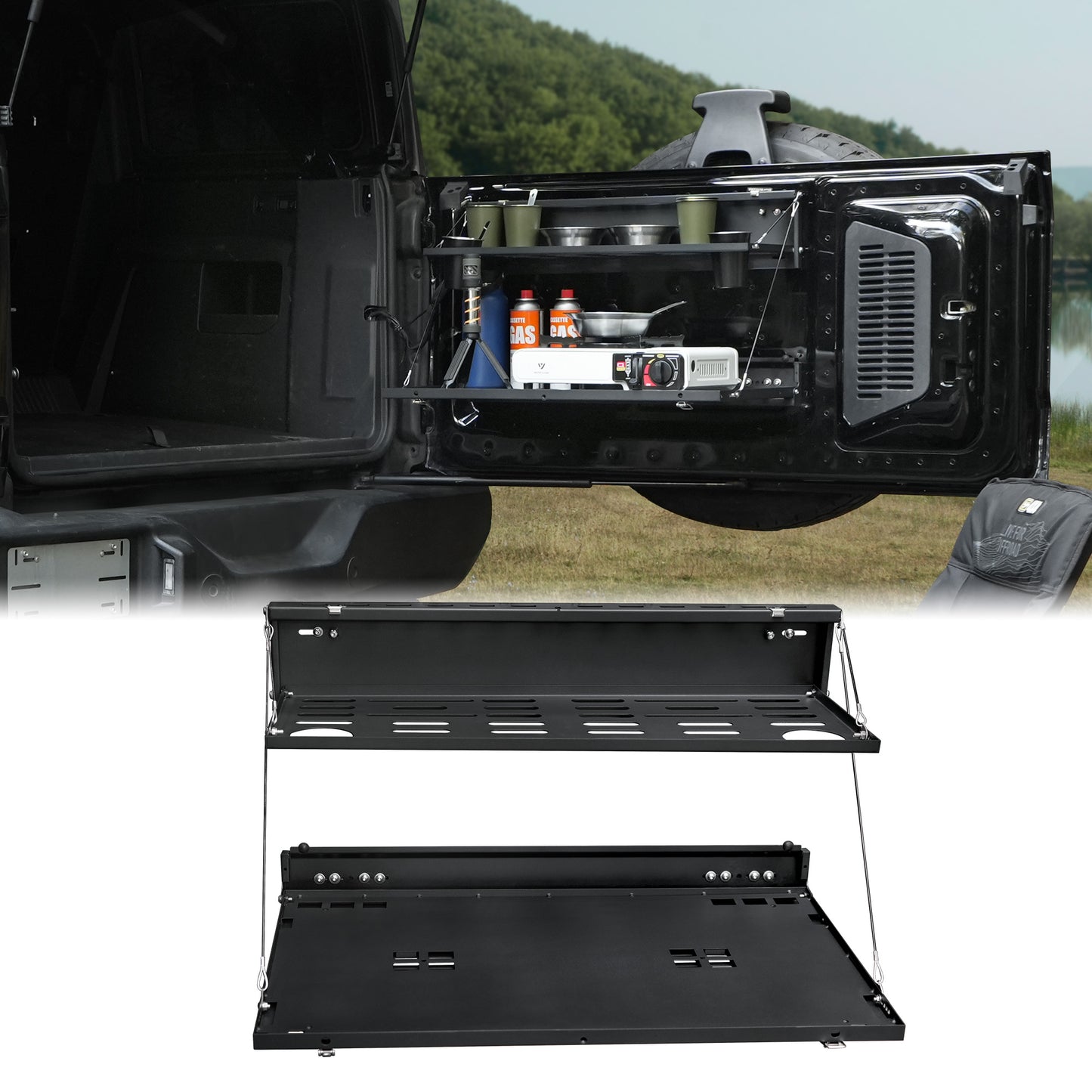 Tailgate Table For Ford Bronco 2021-2024 2-Tier Rear Storage Cargo Shelf
