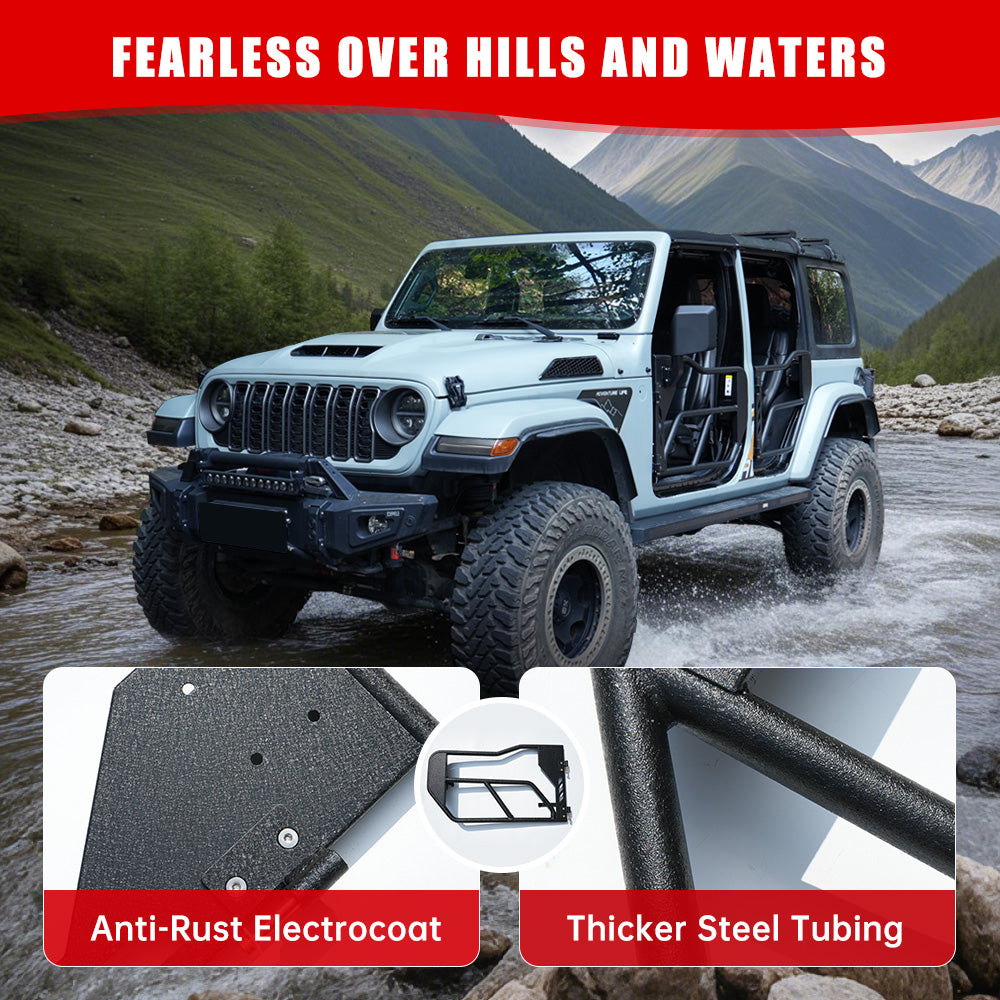 Tube Doors With Side View Mirror For 2018-2024 Wrangler JL