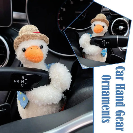 Car Hand Gear Ornaments | Plush Duck Car Shift Knob Ornament