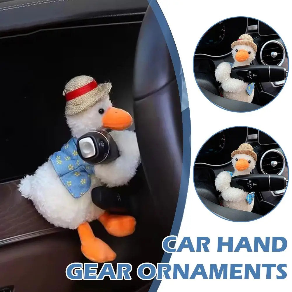 Car Hand Gear Ornaments | Plush Duck Car Shift Knob Ornament