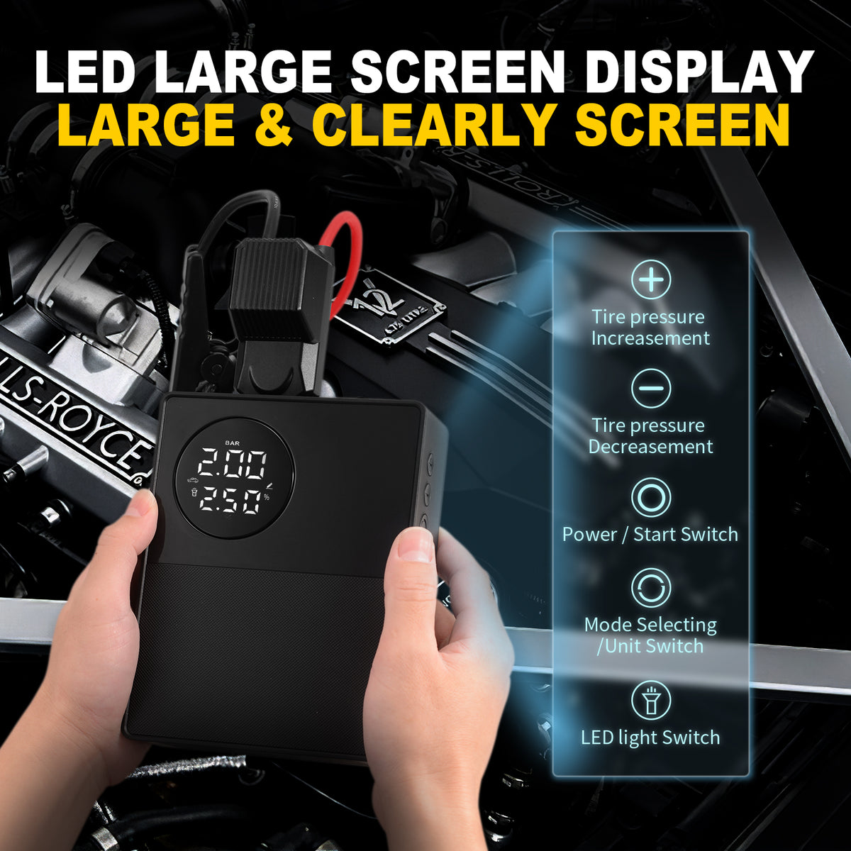 3-in-1 Car Jump Starter, Tyre Inflator and Emergency Light - image 5
