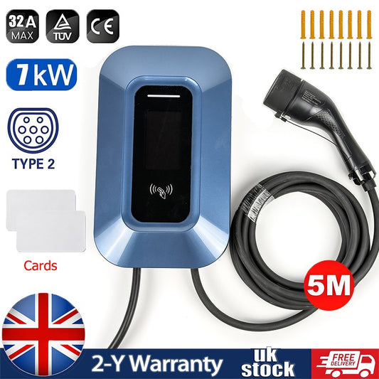 7.4kW Type 2 Home EV Charger with 5m Tethered Cable