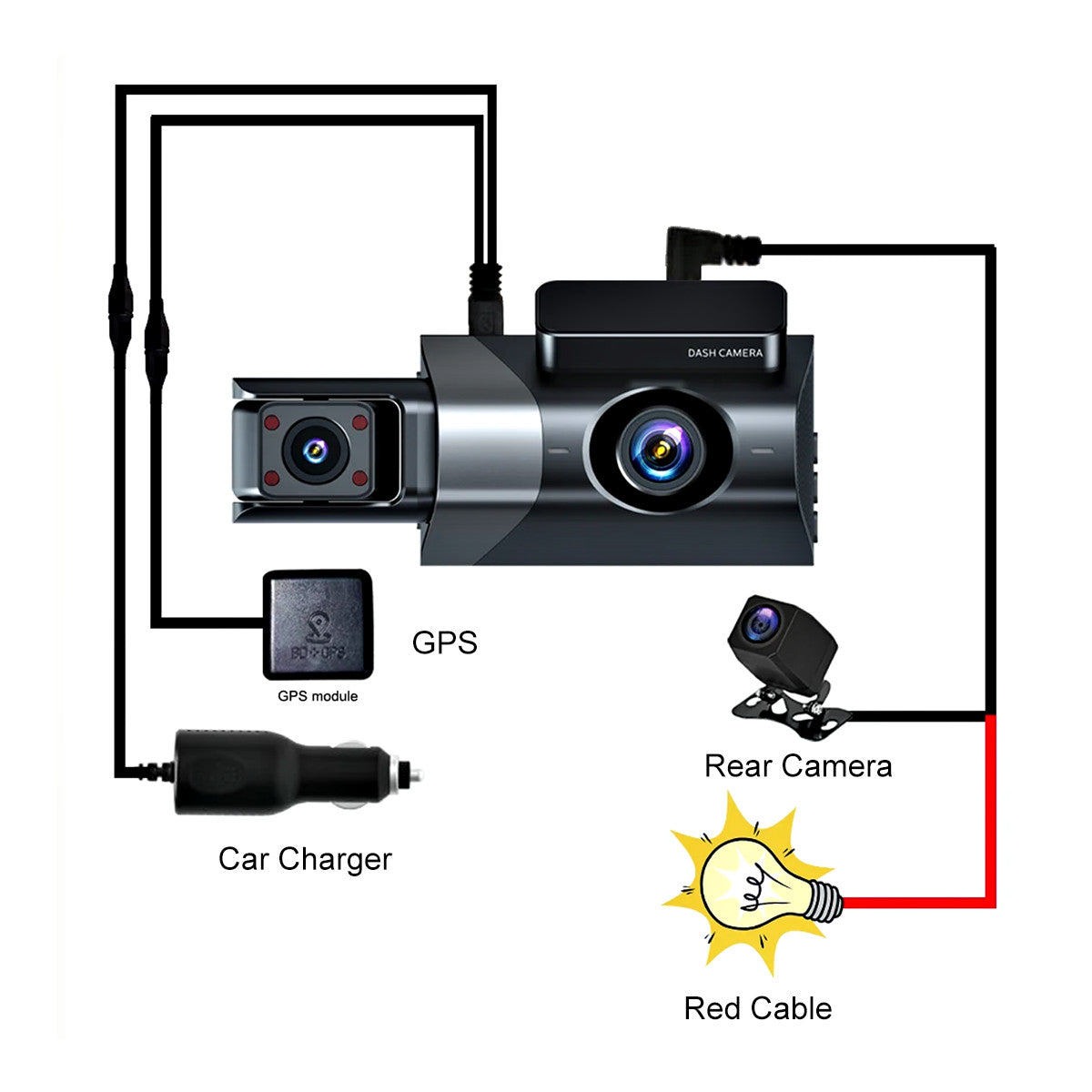 3-Lens Dash Cam 1296P – Front, Rear & Cabin, Wi-Fi, Night Vision - image 5