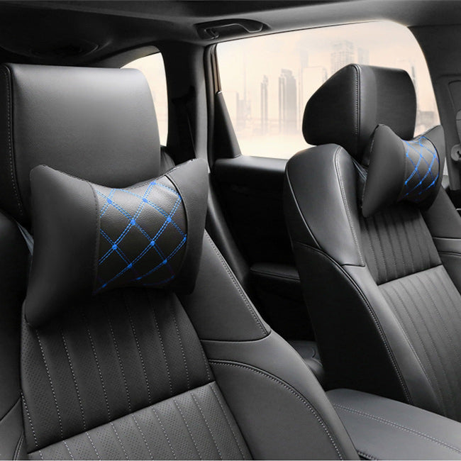 Quilted leather-look headrest pillow