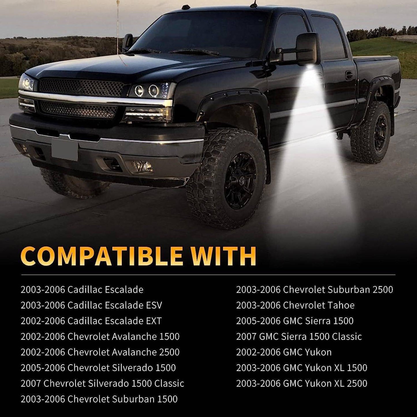 LED Side Mirror Puddle Lights For 03-06 Escalade Silverado Suburban Tahoe Sierra