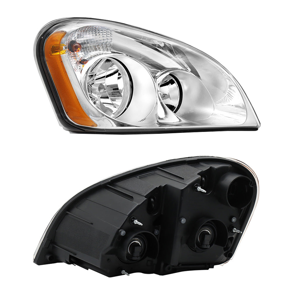 Chrome Headlights Compatible With 2008-2016 Freightliner Cascadia With Halogen Bulbs Pair