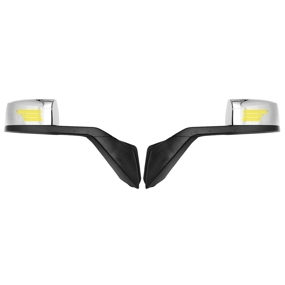 Chrome Hood Mirrors LH&RH Pair For Volvo VNL 2004-2017 With Turn Signal Lights