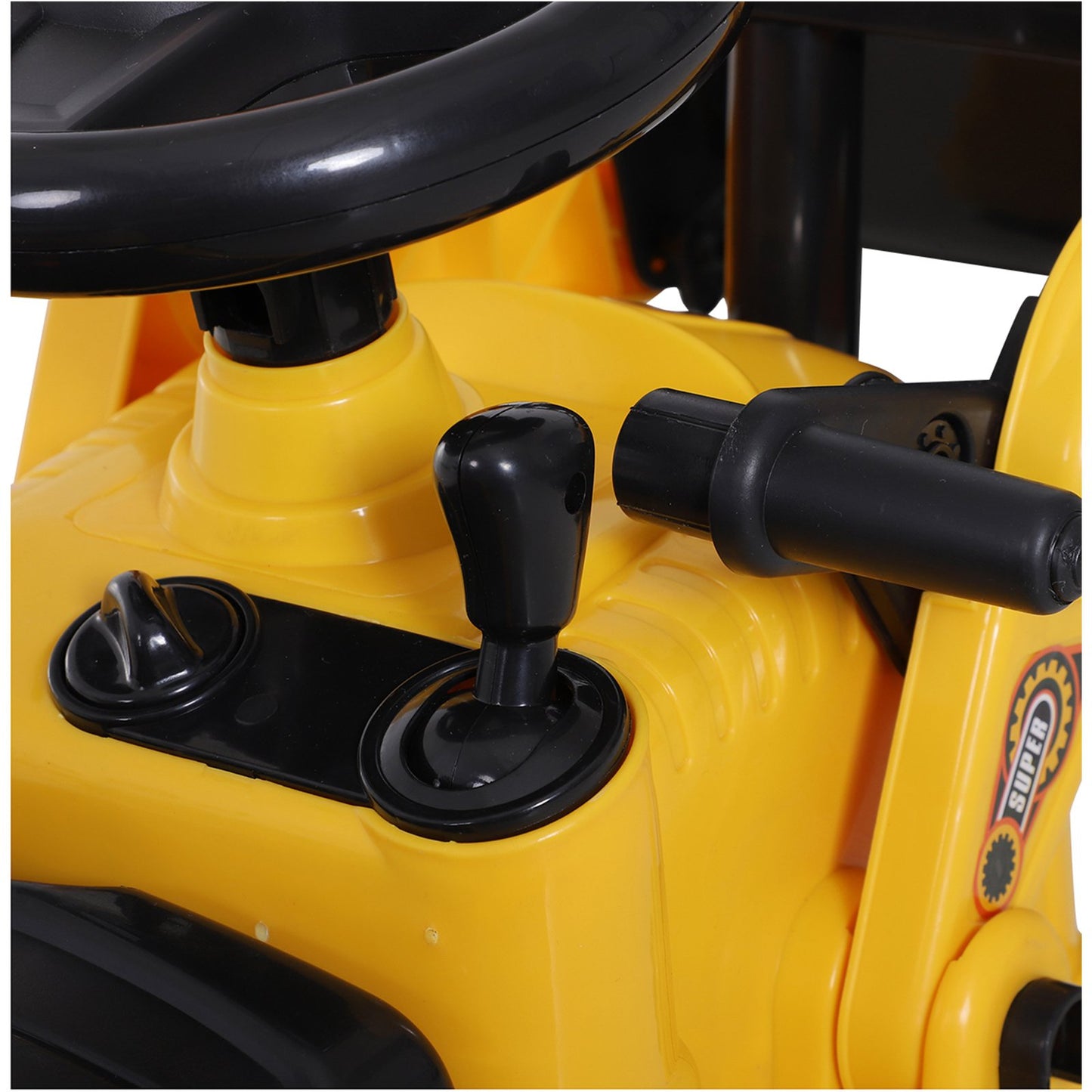Kids Ride On Excavator Toy, Yellow Pull Cart Bulldozer With Bucket, Horn, Steering Wheel, For Toddler