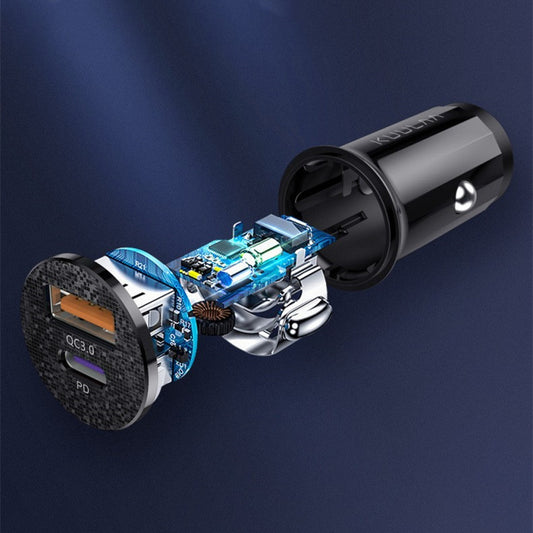 36W Dual-Port Fast Car Charger – USB-C PD & QC3.0