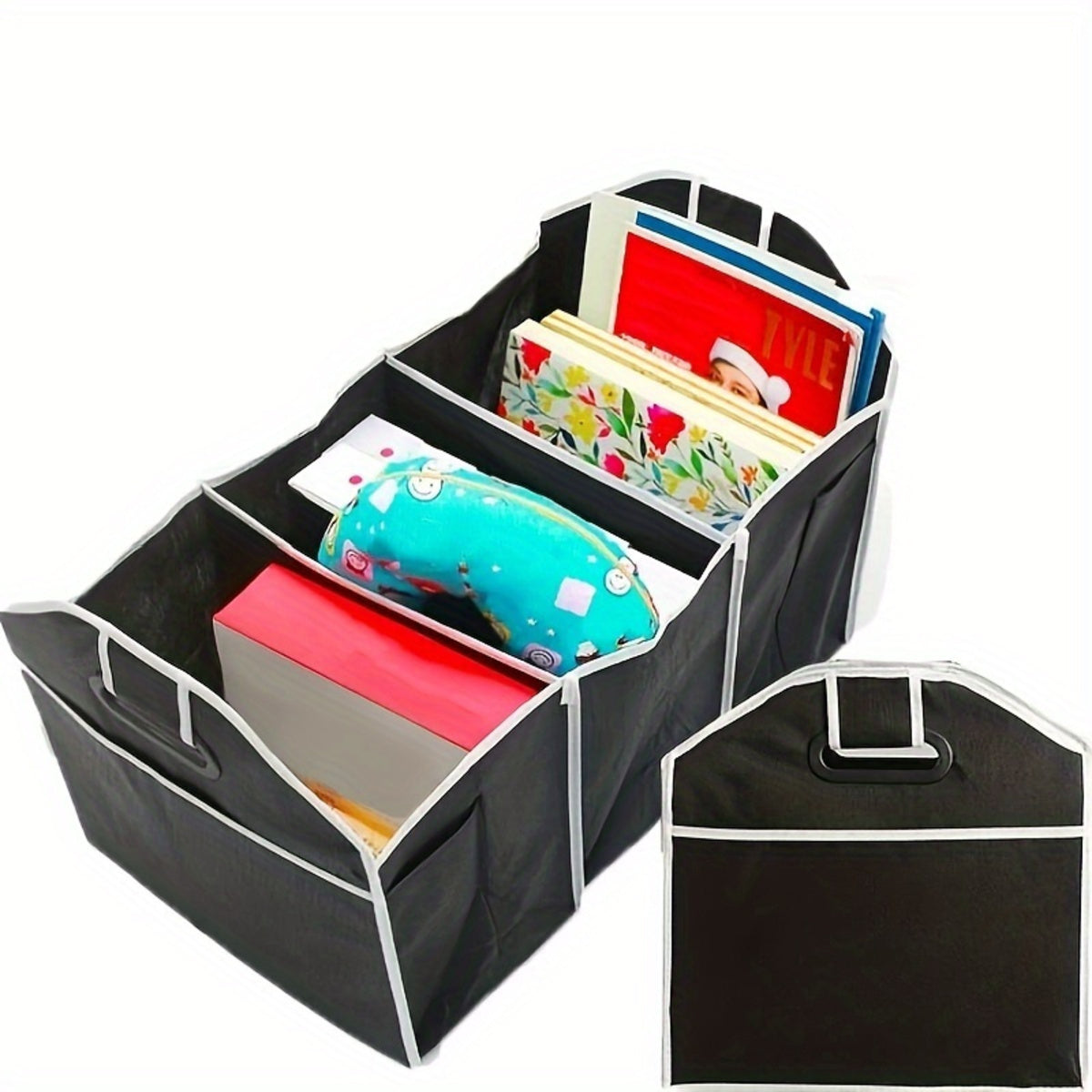 Multi-pocket car boot organiser with lid - image 4