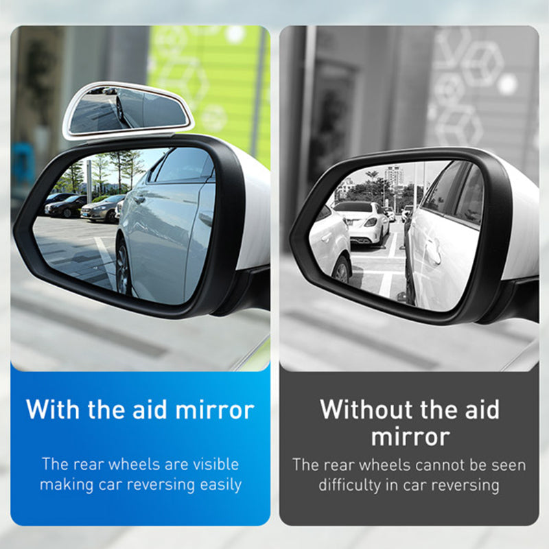 Car wide-angle reversing auxiliary mirrors – comparison with and without the aid mirror fitted