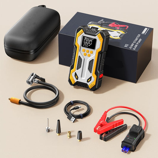 Jump Starter with Air Compressor – 12V Booster & Power Bank - A