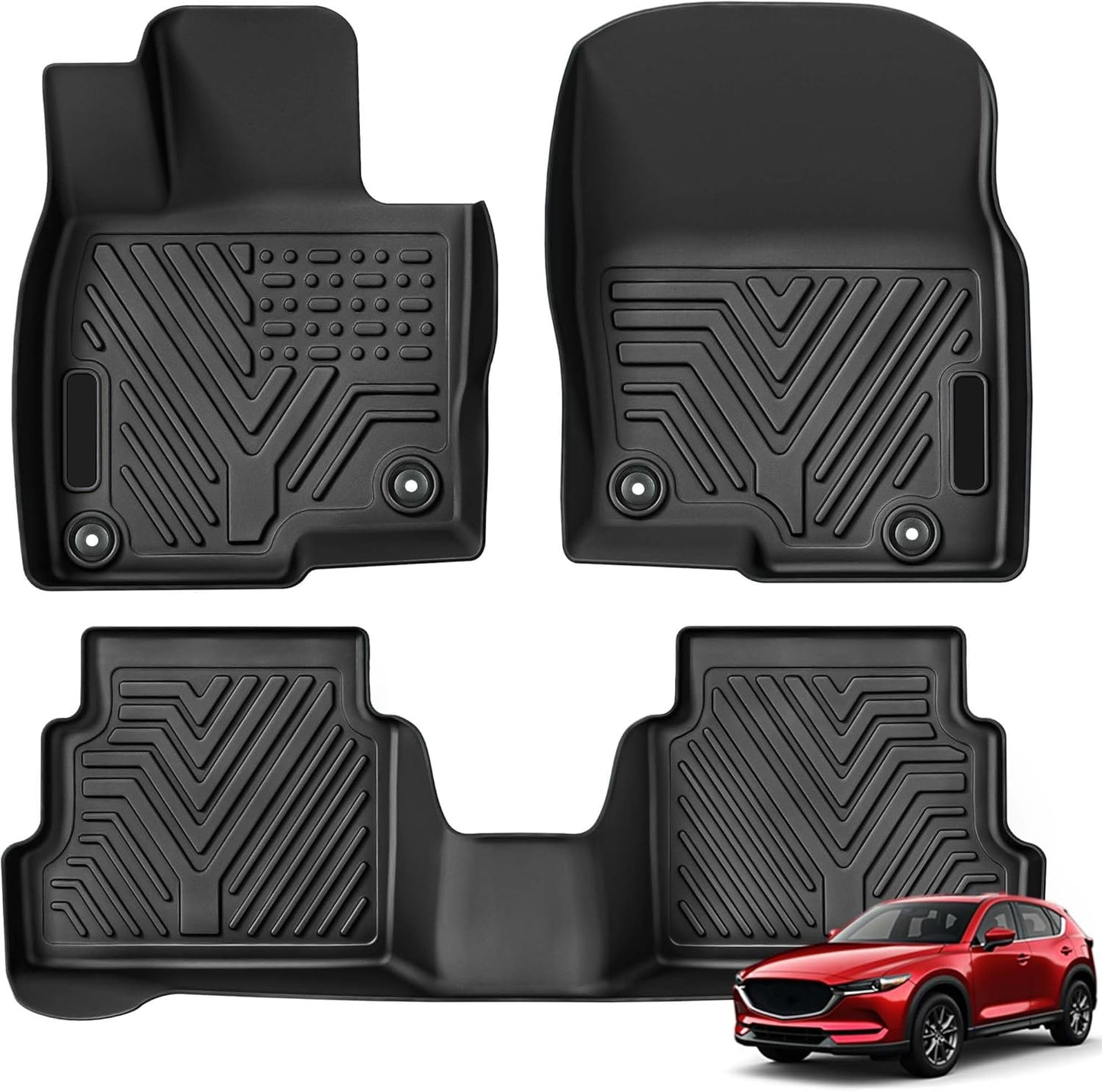 Floor Mats Fit For 2018-2023 Mazda CX-5, TPE All Weather Custom Fit Floor Liners For Mazda CX5, 1st & 2nd Row Car Mats Accessories, Black