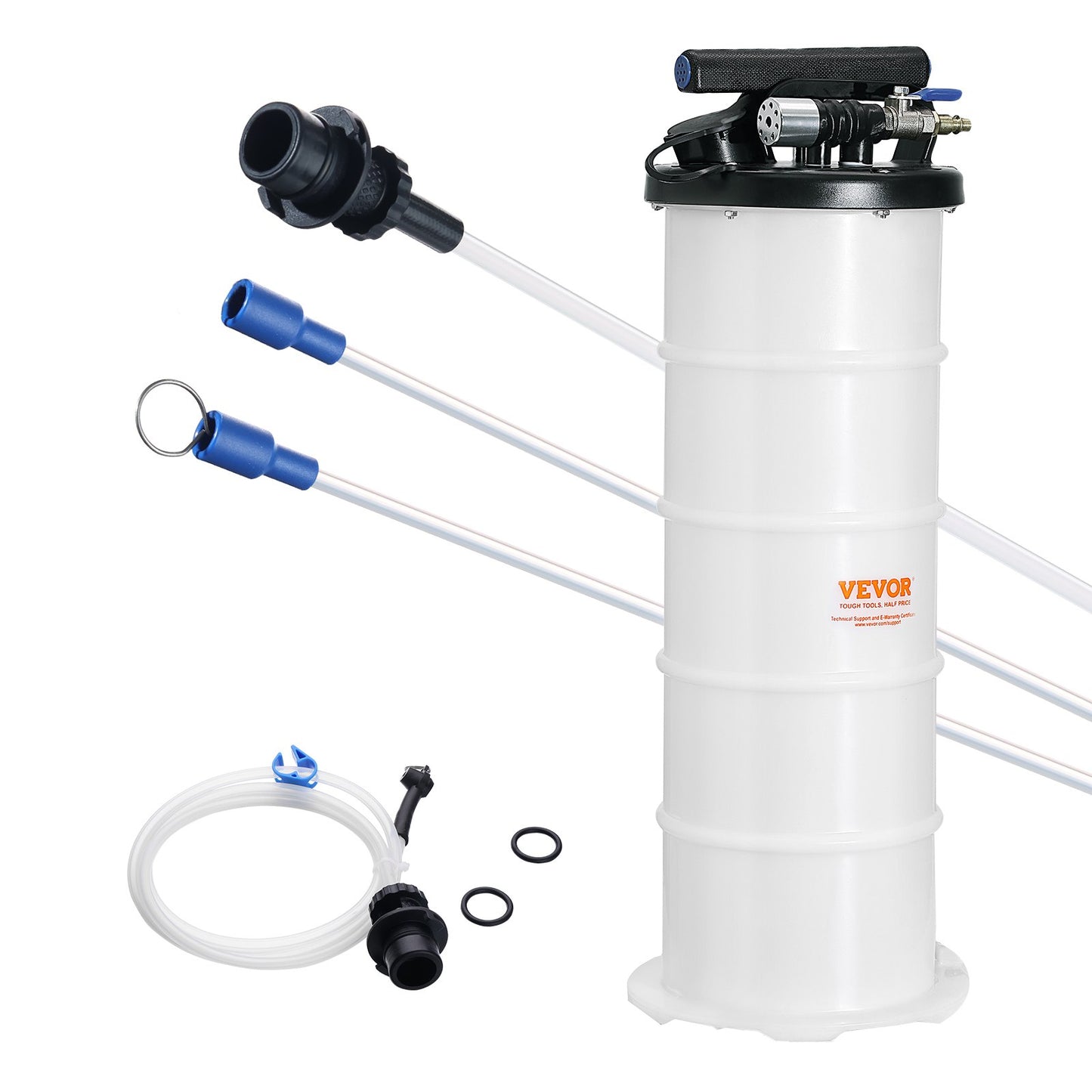 Liquid Extractor, 1.74 Gallon, Pneumatic, Manual Oil Change Vacuum Pump With Dipstick And Suction Hose, Automotive Fluid Extraction And Replacement Pump, Vacuum Suction.