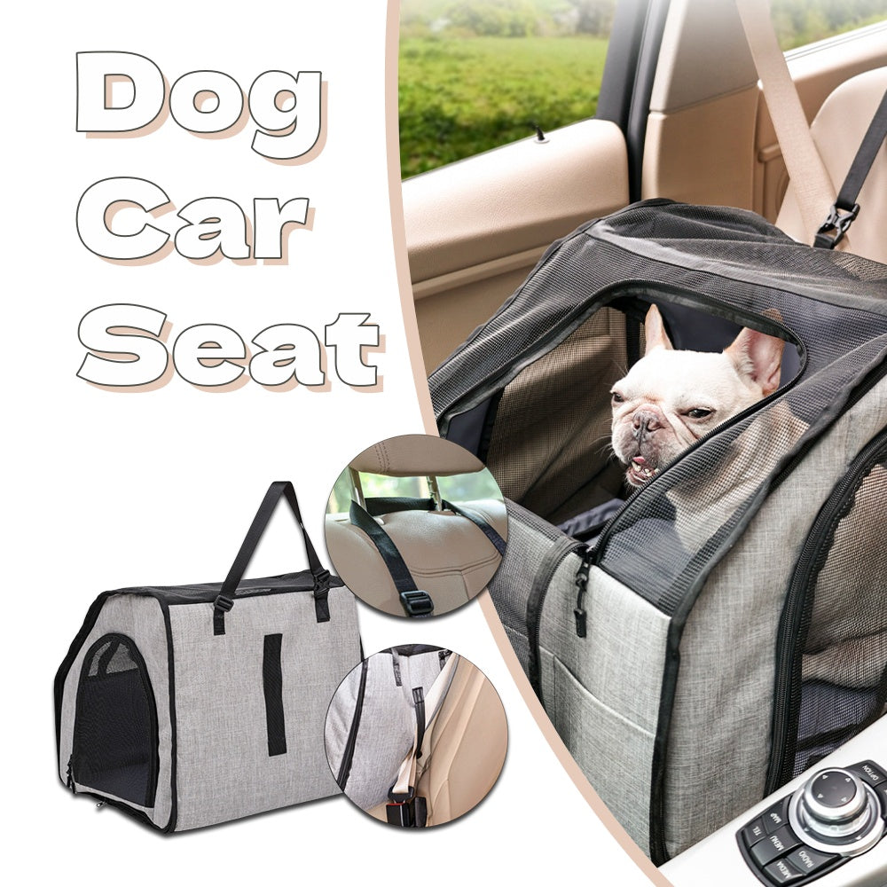 Foldable Waterproof Pet Car Cage with Seat Belt Harness
