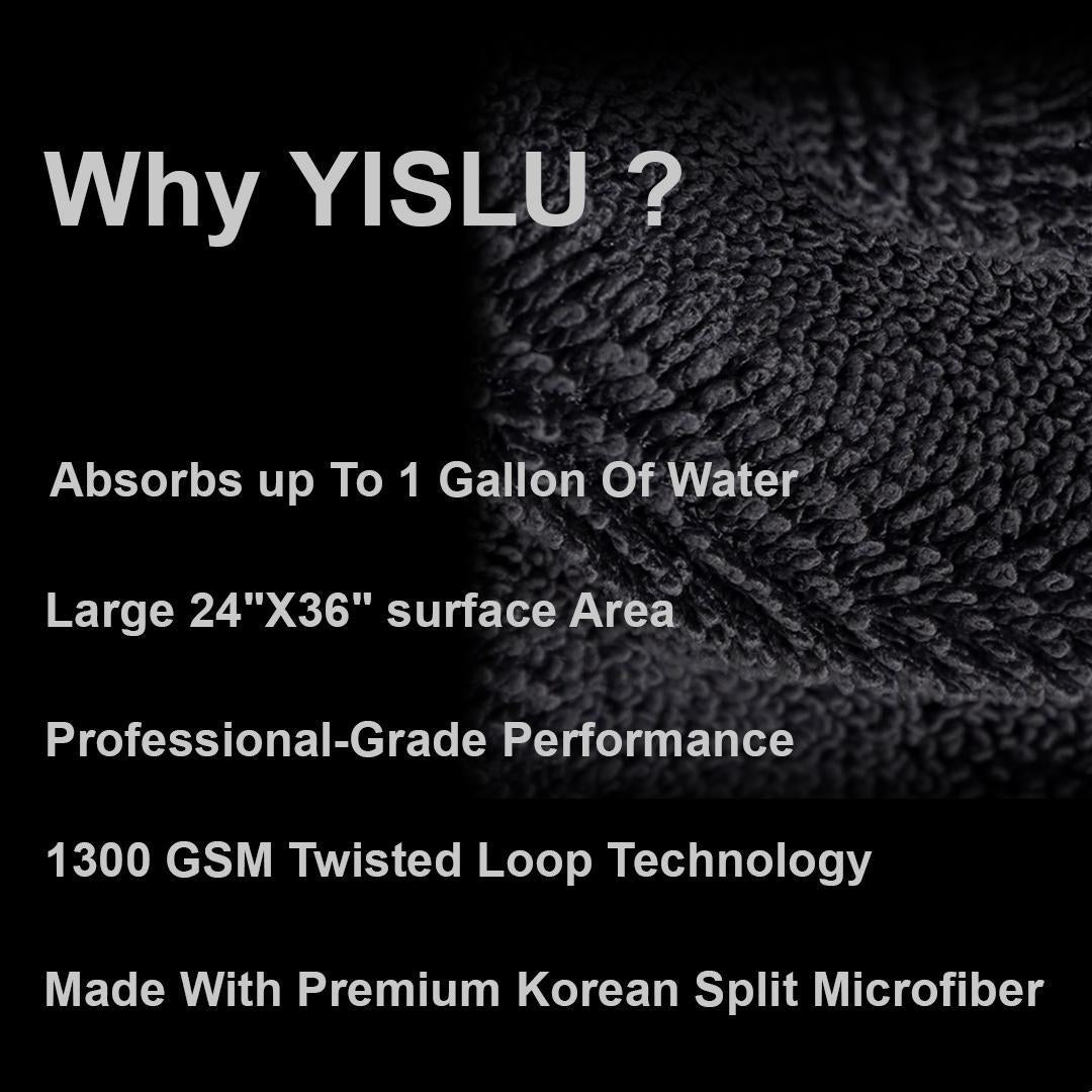 24x36in YISLU Drying Towel  - Super Absorbent Car Drying Towel, Woven With Twisted Microfiber, 1300 GSM High Quality Microfiber 70 30 Mixed Twisted Microfiber