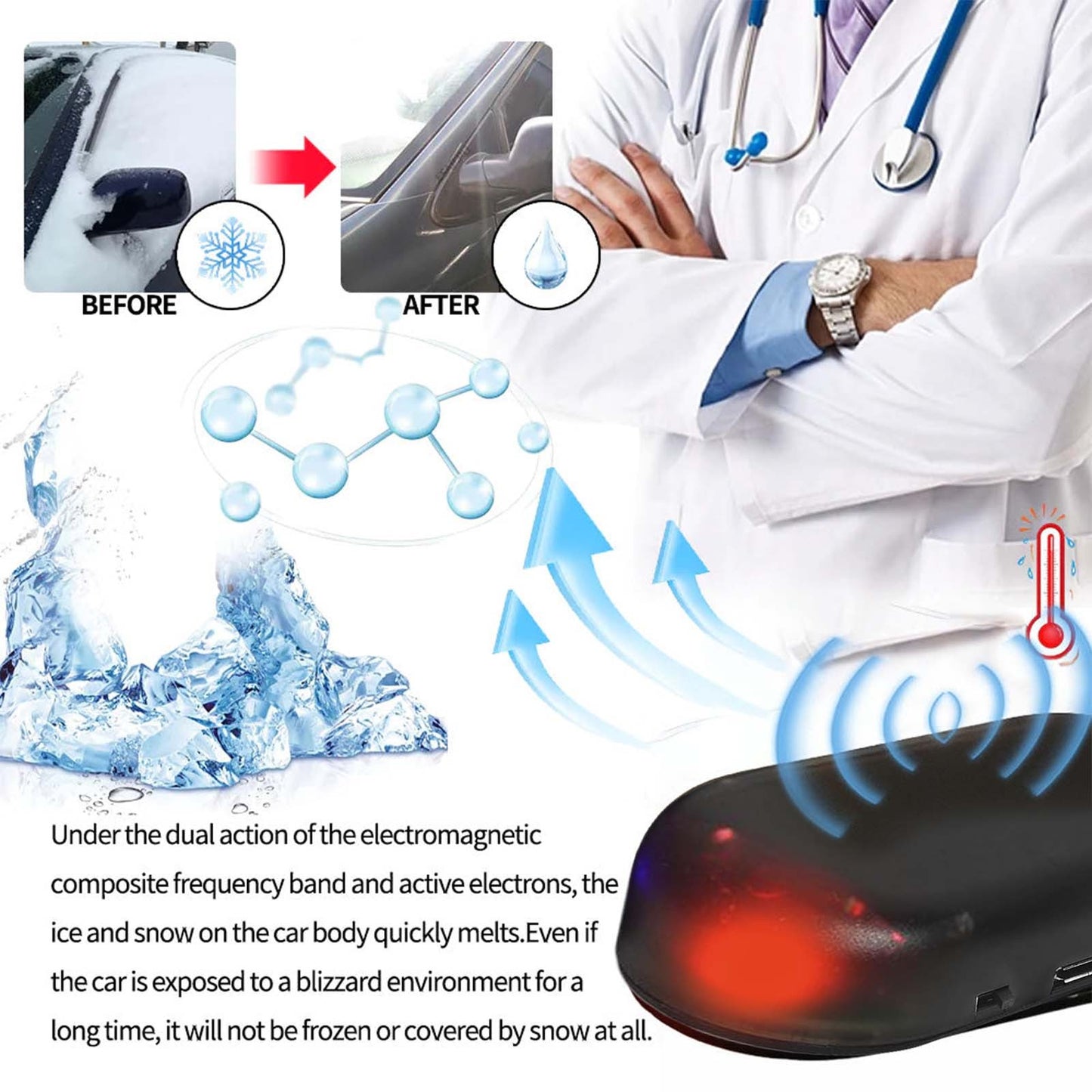 Portable Mini Ice Scraper For Quick De-icing And Snow Melting Of Car Windows. After-sales Service Not Included.