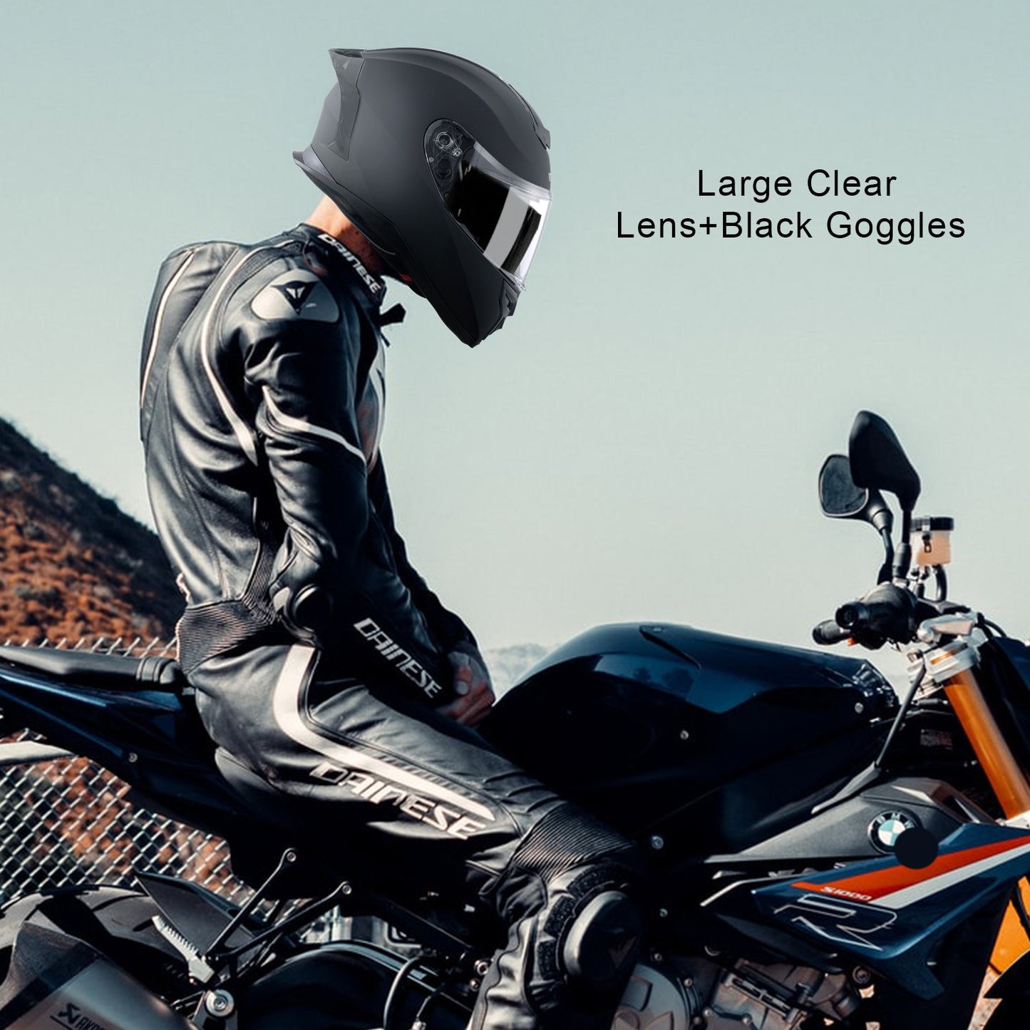 Motorcycle Helmet, Full Face, Smart Street ABS & High Density Helmet With Bluetooth Slot & Interchangeable Lens, DOT Approved Comfortable Motocross Helmet, Fit For Youth & Adults