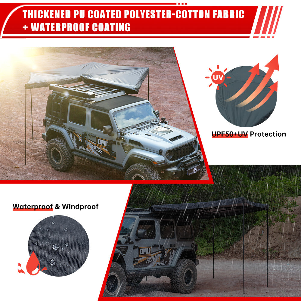 270-Degree Awning Driver Side Free Standing, Car Side 270-Degree Awning Waterproof UV50 Wind Resistant For SUV Van Truck