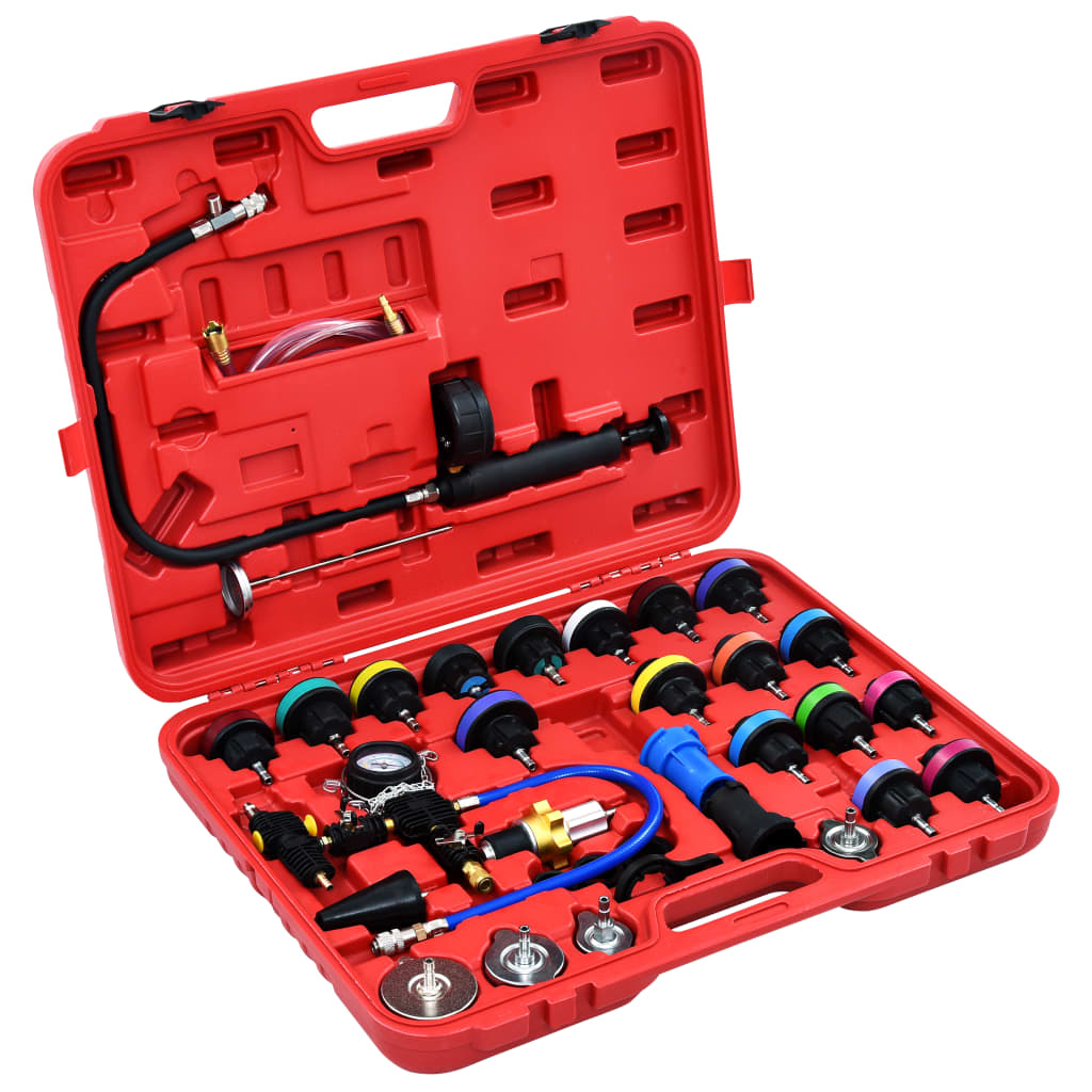 28-piece pressure tester for cooling system & radiator cap