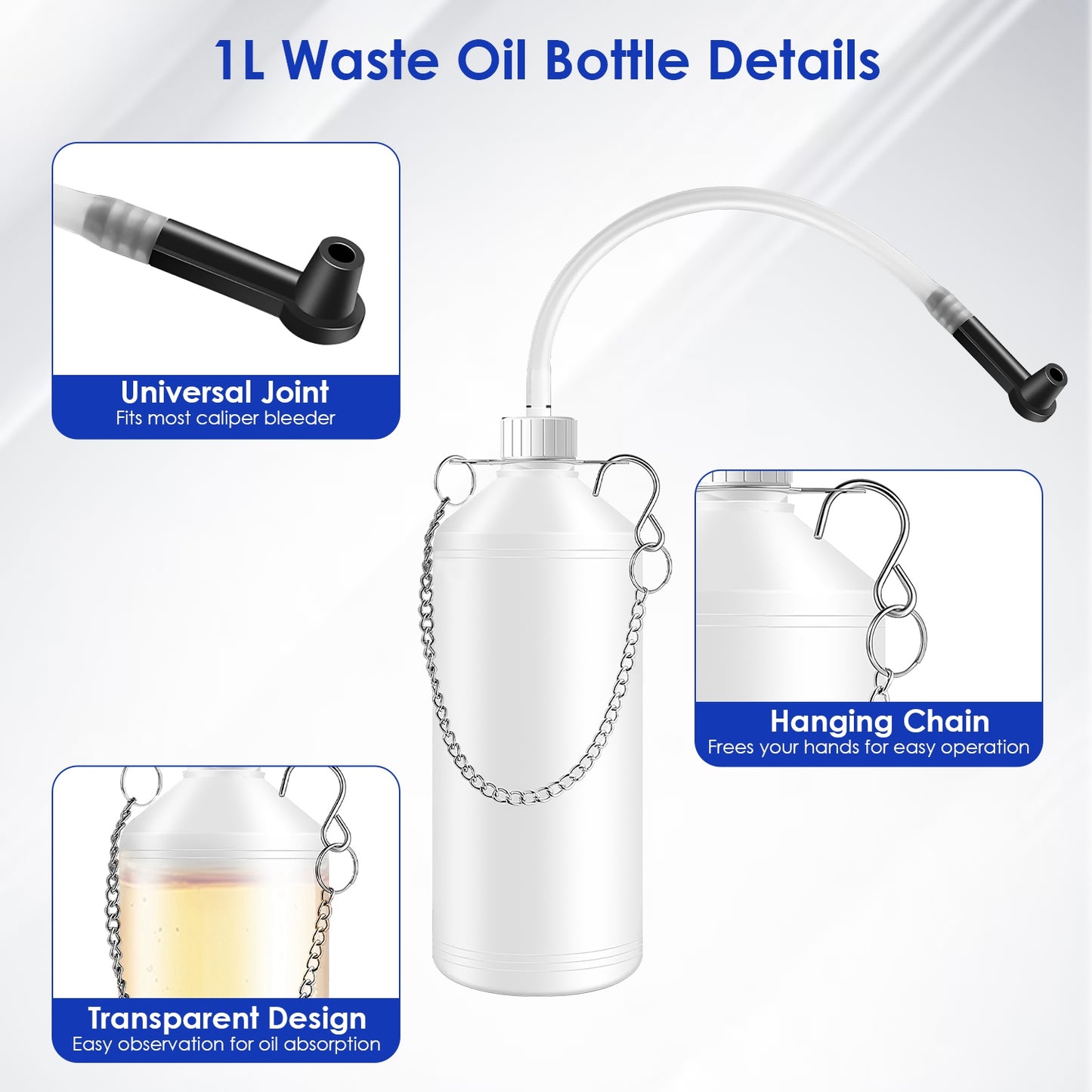 1 Set 3L Manual Brake Bleeder Kit One Person Brake Bleed Vacuum Pump Automotive Brake Fluid Bleeding Kit With 1L Waste Oil Bottle 4 Master Cylinder Adapters Gloves Funnel Fit For Most Vehicles