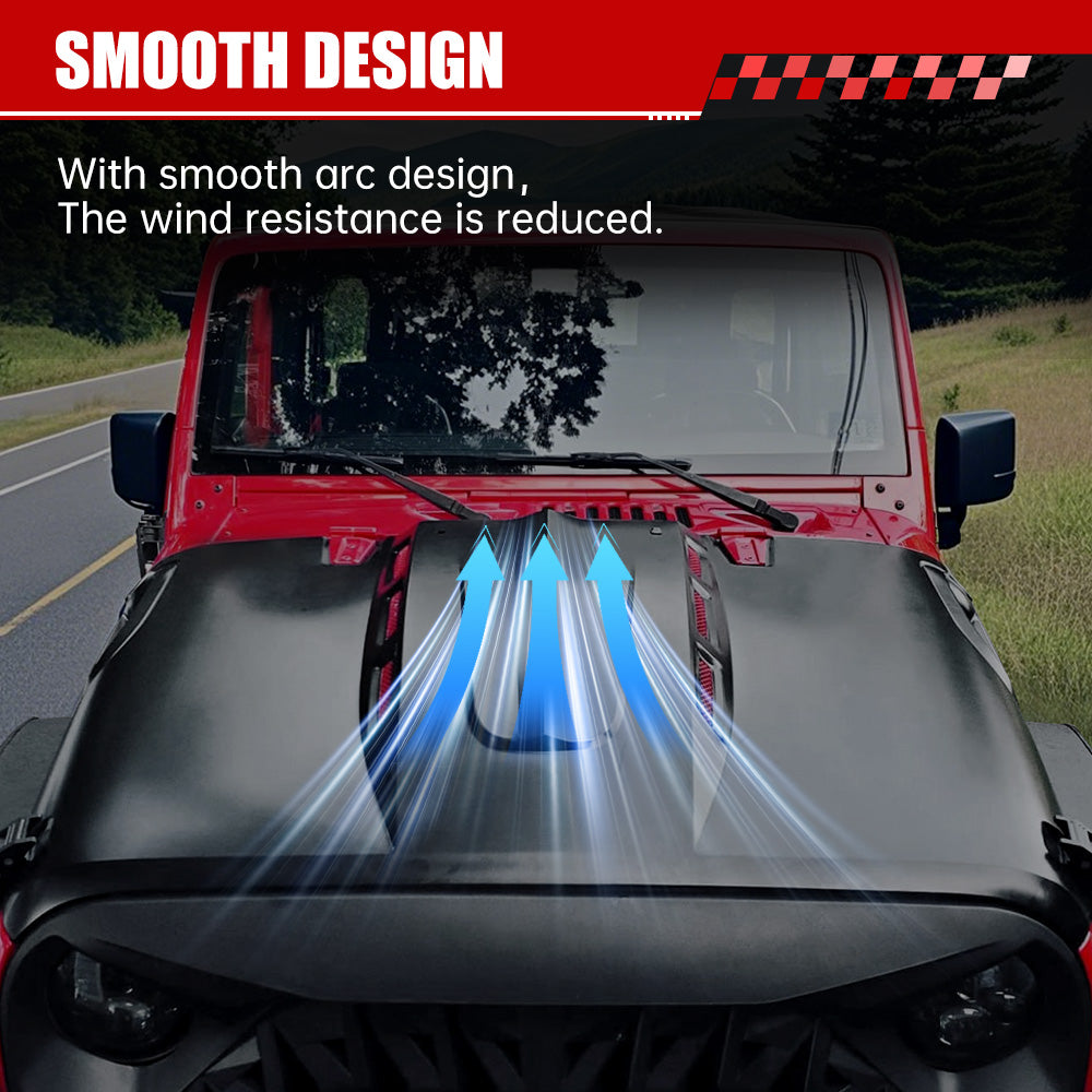 Avenger Style Replacement Hood Compatible With 2007-2018 Wrangler JK