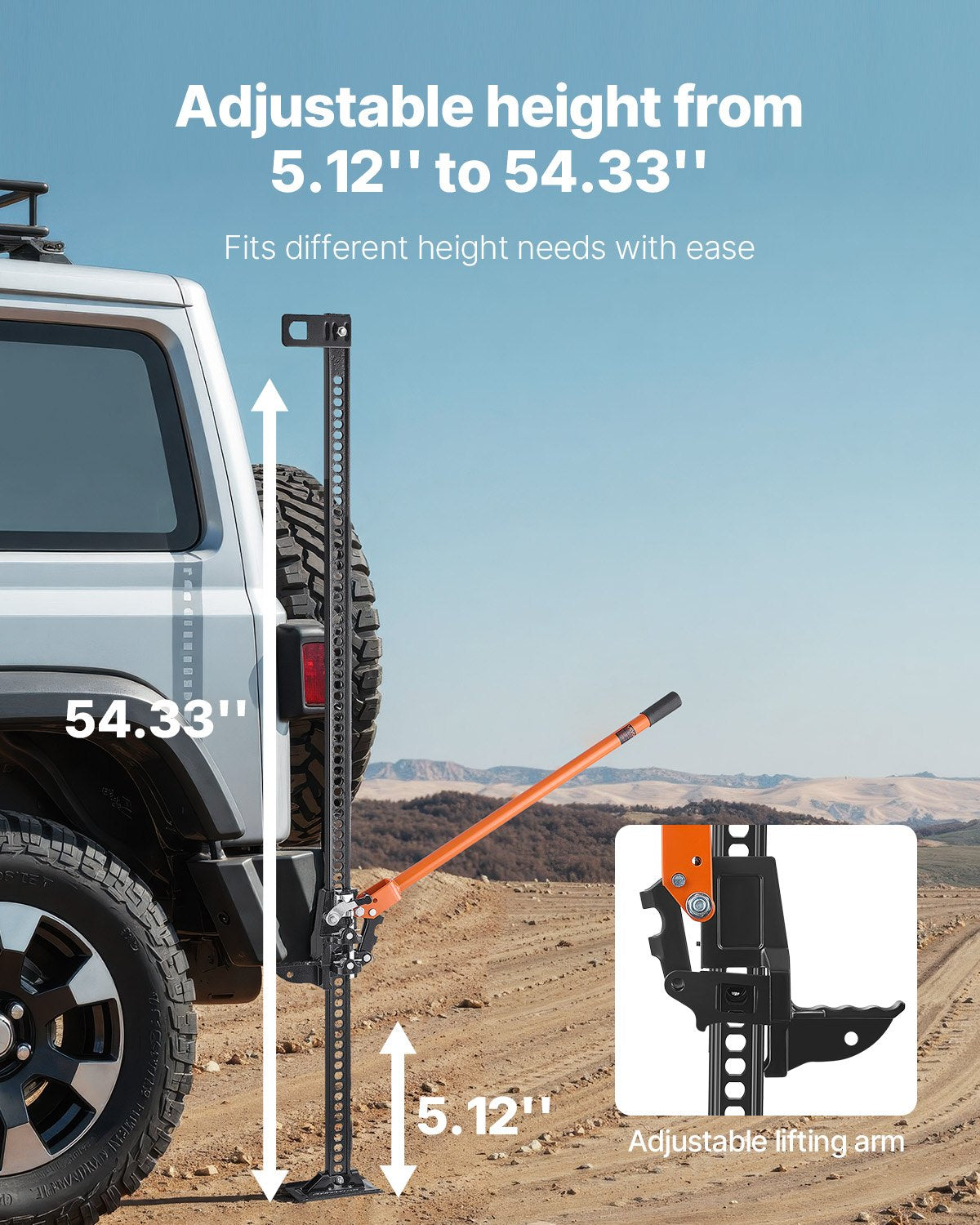 Farm Jack, 152.5 Cm Utility High Lift Farm Jack, 3.18 Ton Capacity Ratcheting Off Road Utility Jacks, Heavy-Duty Lift Jacks With 130.1-1380 Mm Lifting Range For Tractor, Truck, SUV