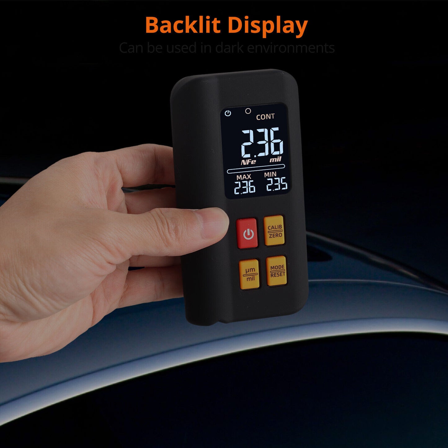 LCD Digital Thickness Gauge Car Coating Paint Film Depth Tester Fe NFe Probe