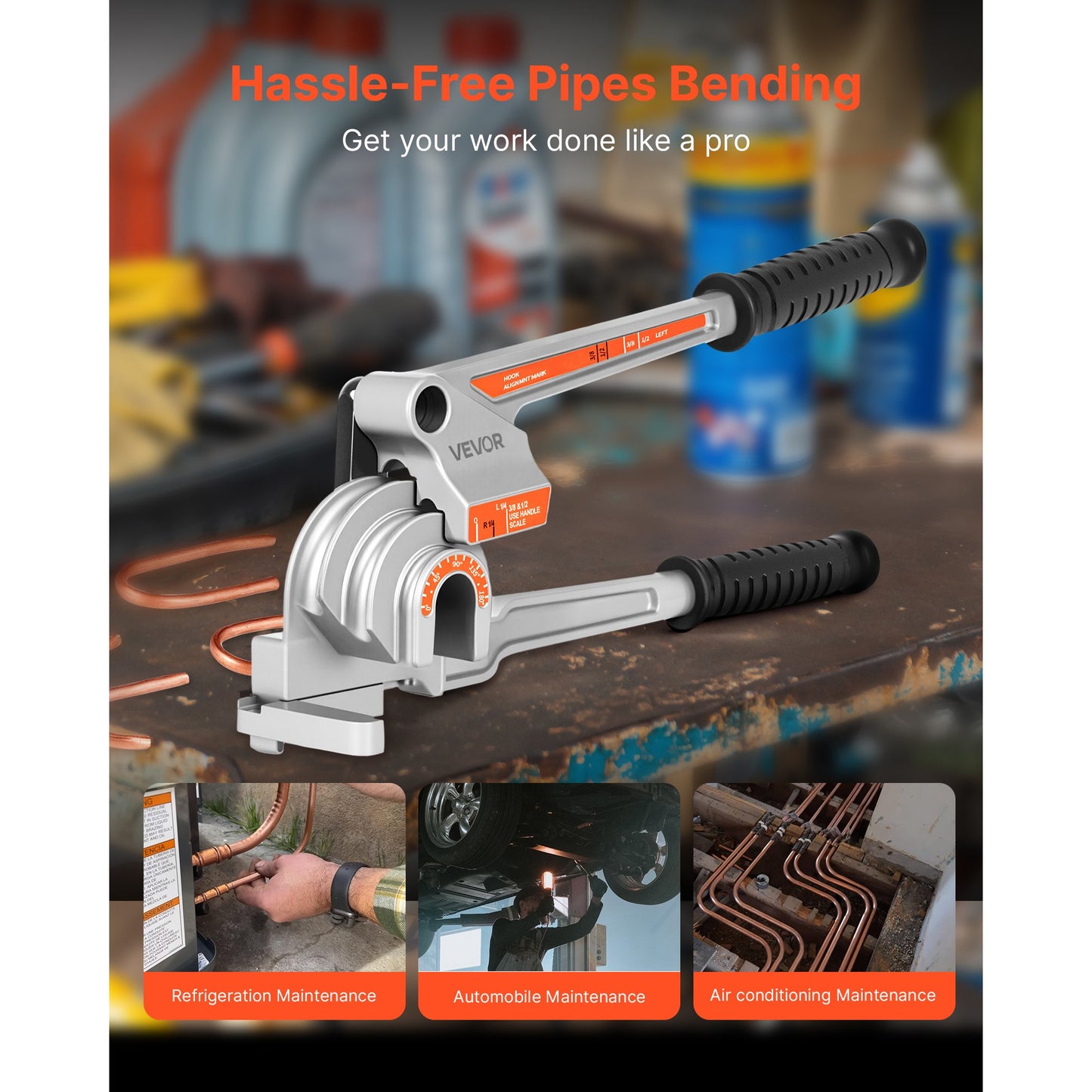 Pipe Bender, 3-in-1 Manual Lever Pipe Bender, 180-degree Copper And Aluminum Pipe Bending Tool, Suitable For Automotive Repair, HVAC, Etc.