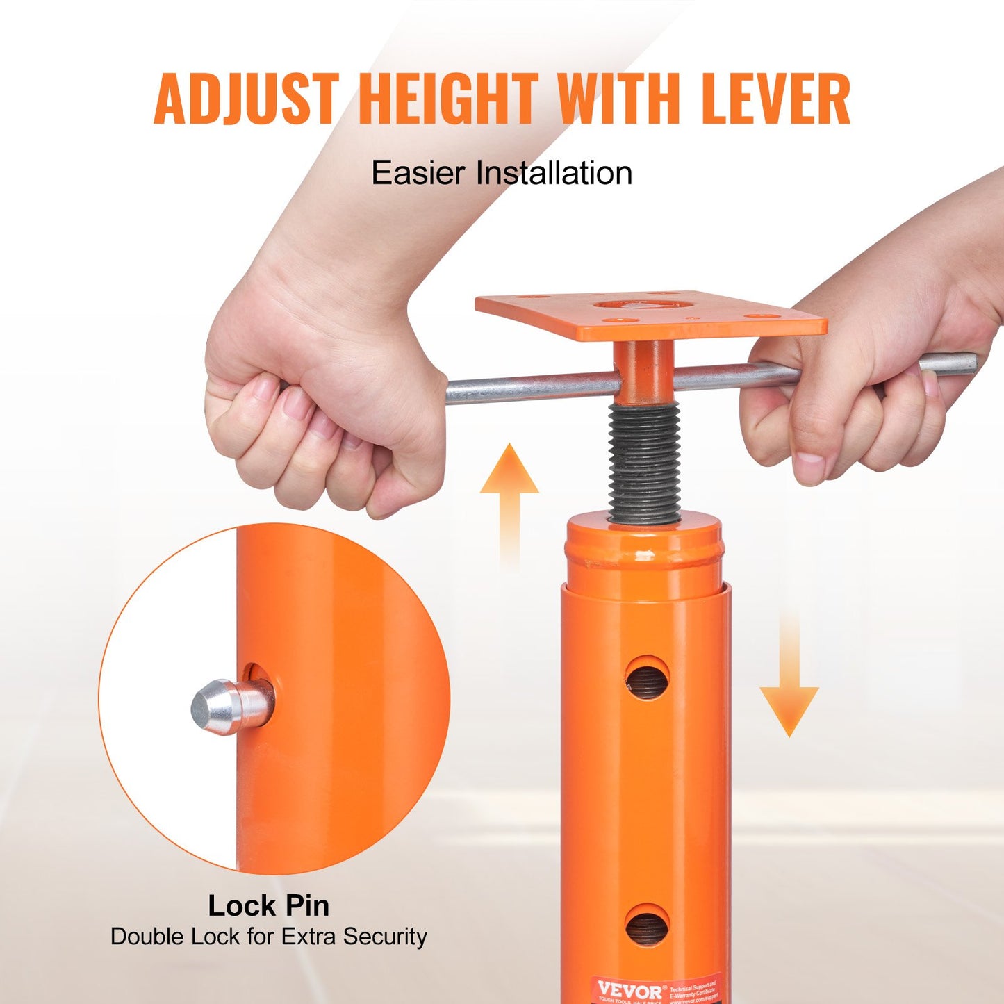House Floor Jack, 19"-36" Height Range, 18000 Lbs Max Load Capacity, Adjustable Support Beam Basement Jack Post Pole For Leveling, Lift Support Steel Telescoping Jack Post For Temporary Support