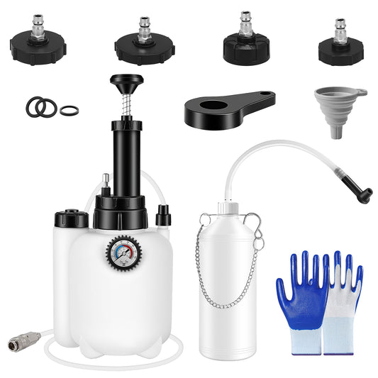 1 Set 3L Manual Brake Bleeder Kit One Person Brake Bleed Vacuum Pump Automotive Brake Fluid Bleeding Kit With 1L Waste Oil Bottle 4 Master Cylinder Adapters Gloves Funnel Fit For Most Vehicles