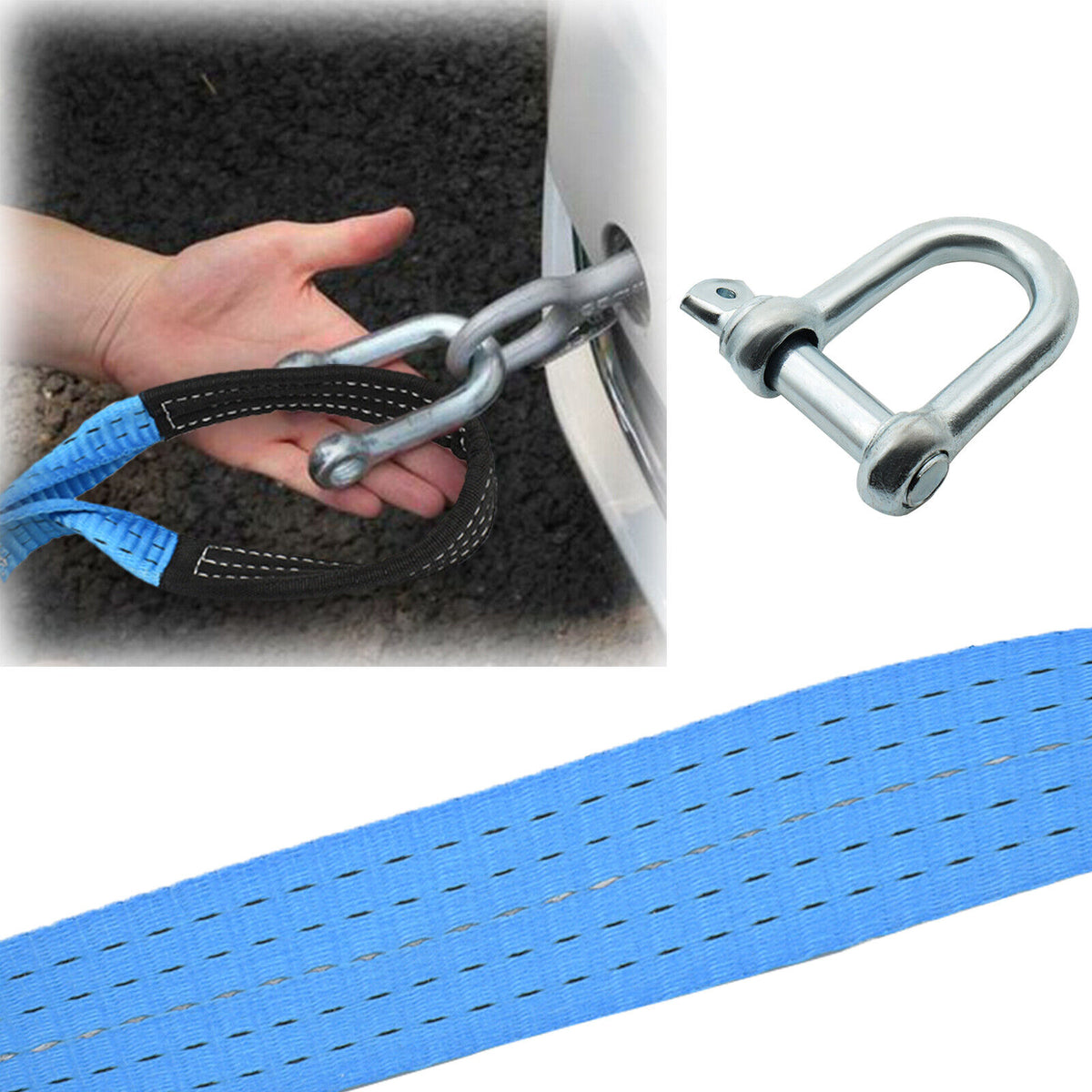 Heavy Duty Tow Strap 5m – 8 Tonne Recovery Rope with Shackles - image 4