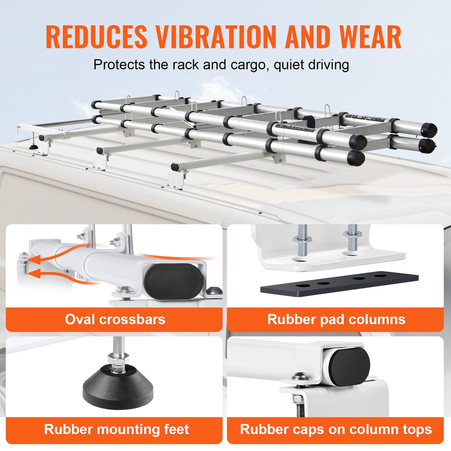 Trailer Ladder Rack, 56-inch  3 Crossbars Ladder Roof Rack, Heavy-duty Steel Van Roof Ladder Rack, 90 Kg Capacity Each Bar Van Ladder Rack With Cargo Roller, Fit For Ford Transit Custom 2013-2024