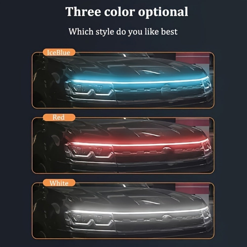 Upgrade Your Vehicle With A Universal 12V, 10W Start-Scan Car LED Hood Light White 70In  Dynamic Daytime Running Light