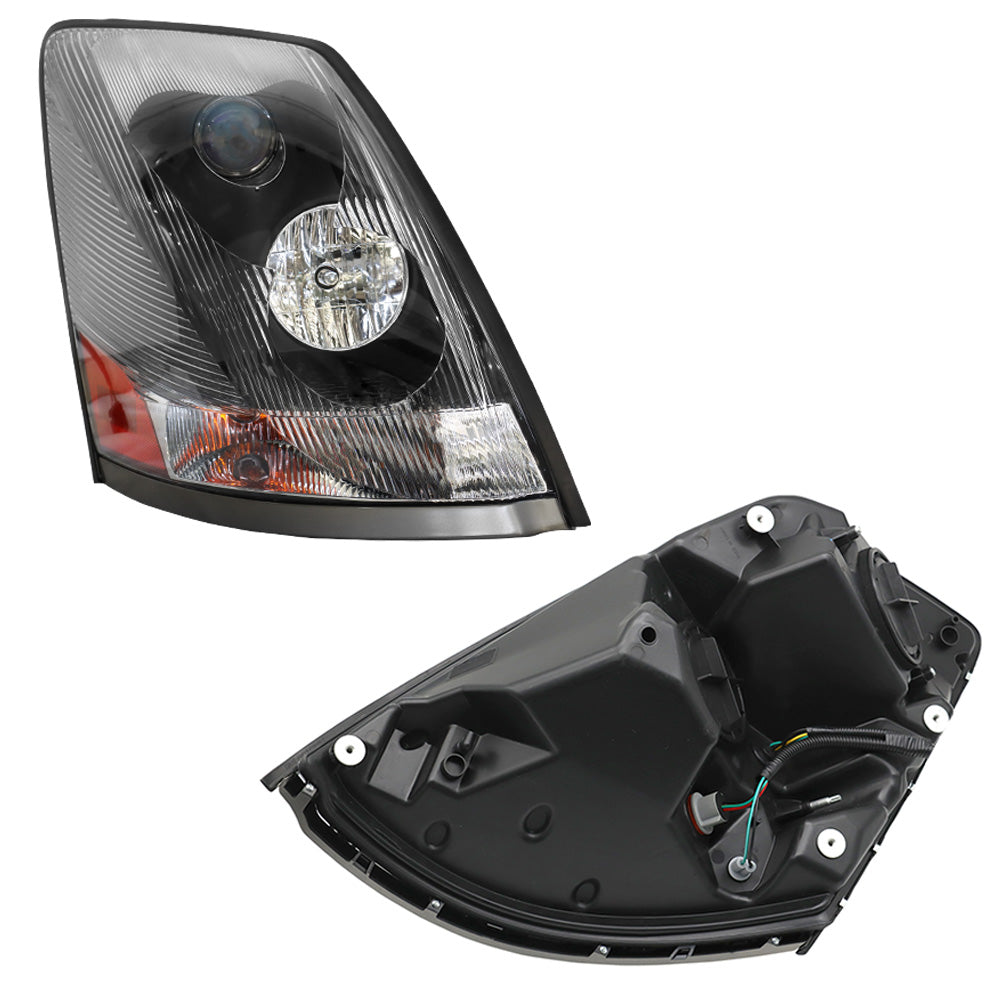 For Volvo VNL 2004-2017 Semi Truck Black Projector Halogen Headlight Left Driver
