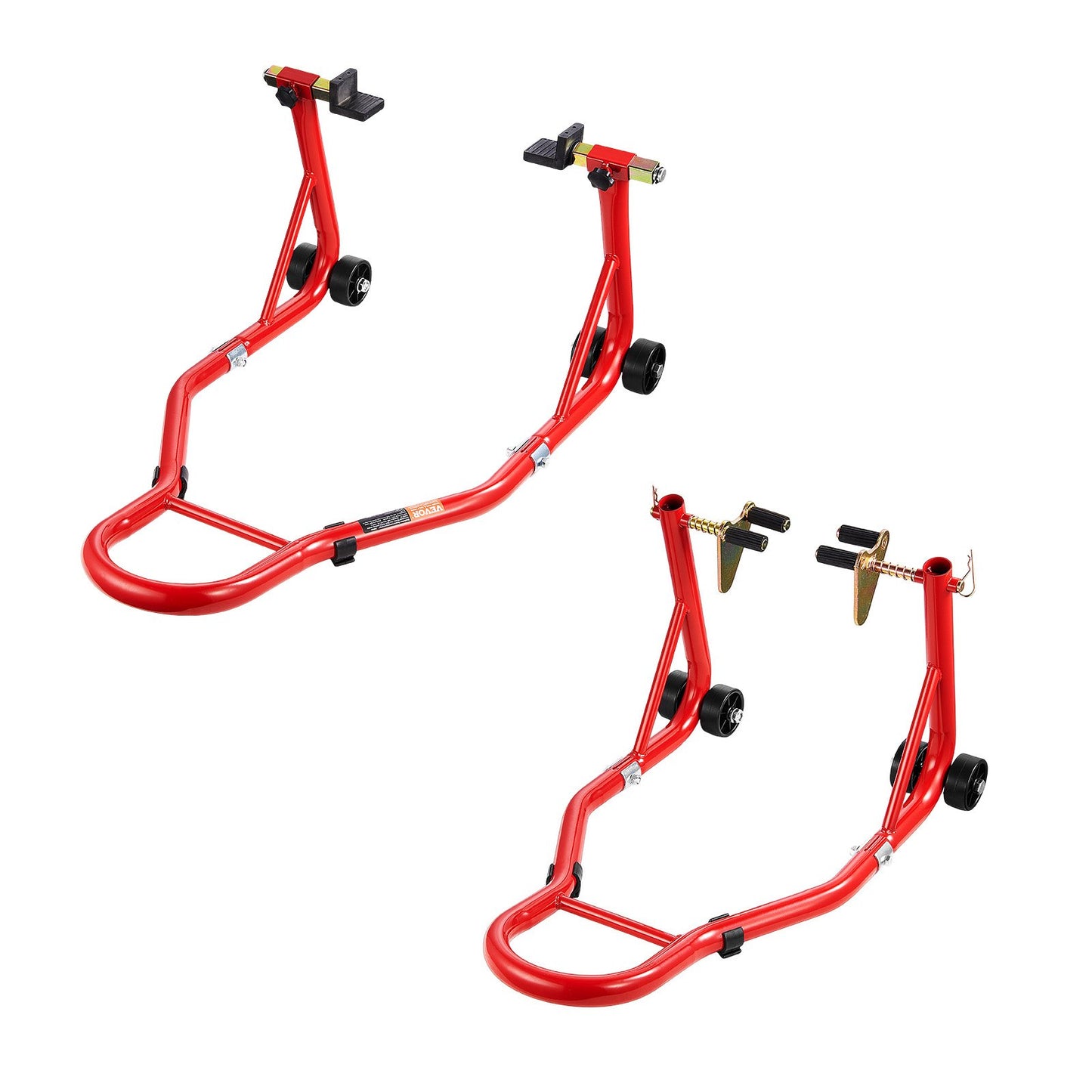 Motorcycle Stand Lift, 850lbs Capacity Front Rear Combo Stand Lift, Front Wheel Dual-Fork Stand, Rear U,L Fork Swingarm Spool Stand, For MostYamaha HondaKawasaki SuzukiMotorcycles, Red