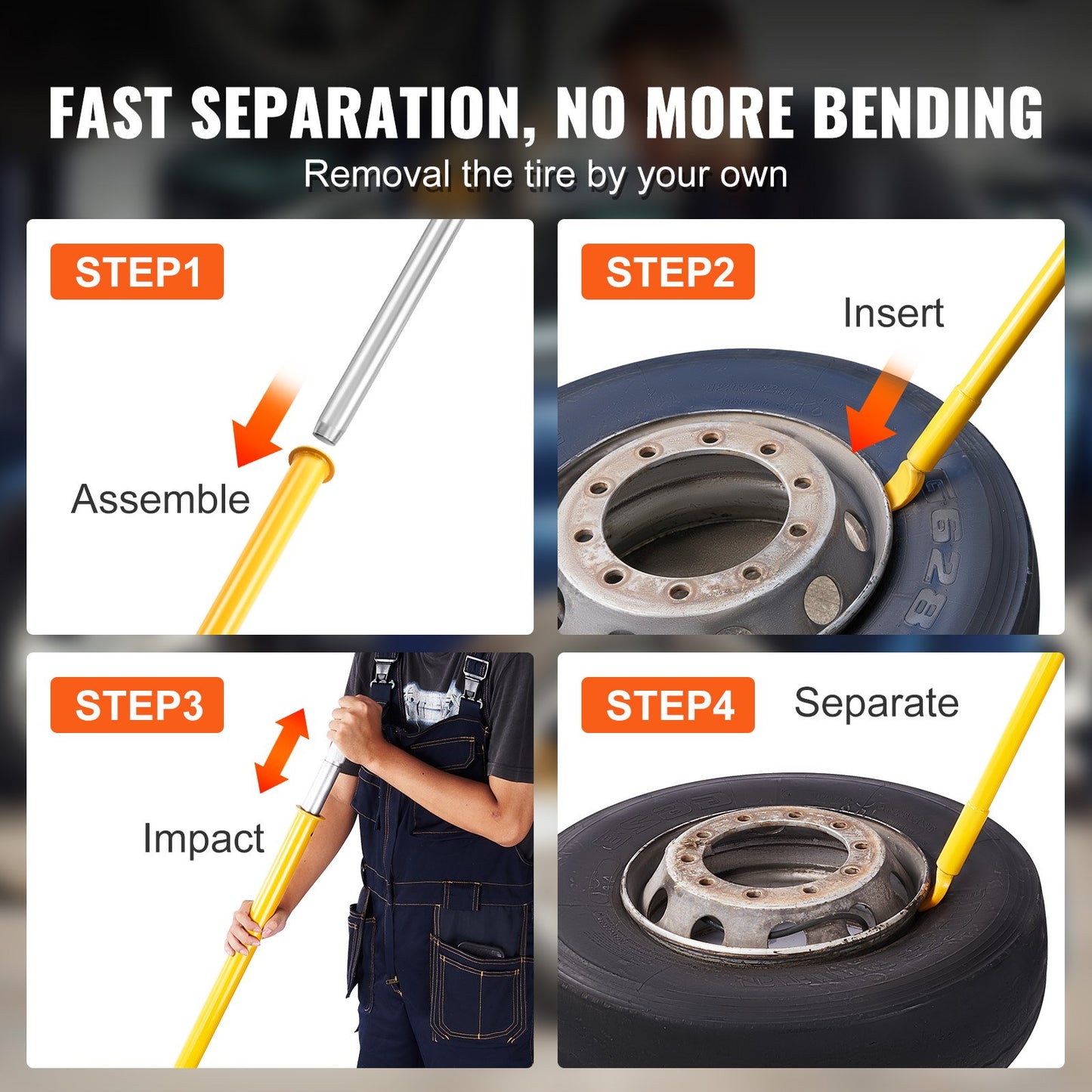 Tire Bead Breaker Slide Hammer, 117.6 Cm Length Heavy Duty Steel Tire Bead Breaker, Portable Tire Changing Sliding Impact For Car Truck Trailer Tire Removal