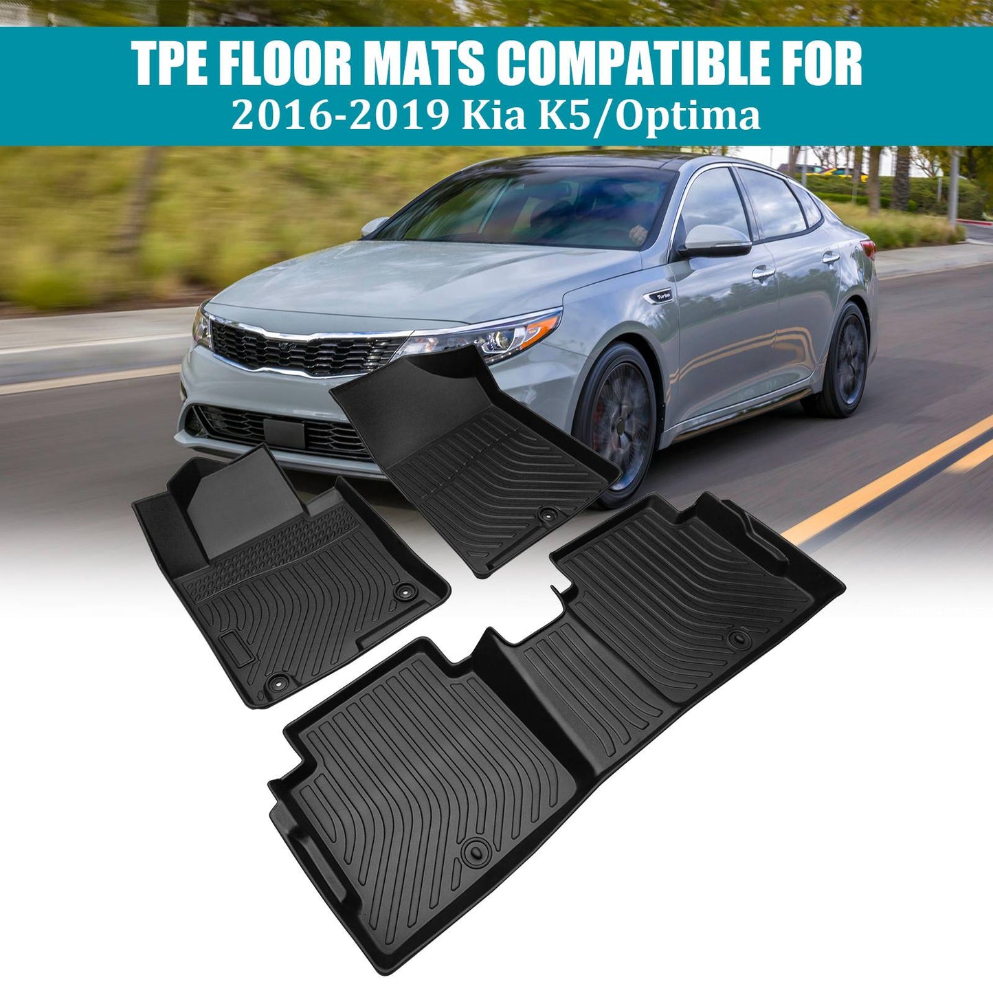 All Weather Floor Mats Liners For 2016-2020 Kia Optima Waterproof 3D TPE Carpet