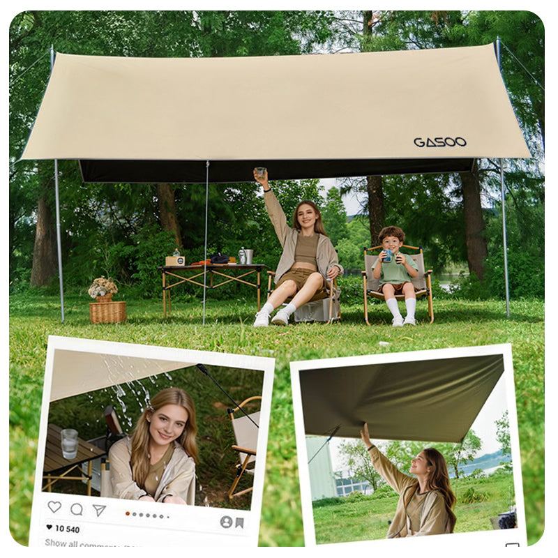 Black Coated Waterproof Camping Tarp With UV Block Canopy - image 2