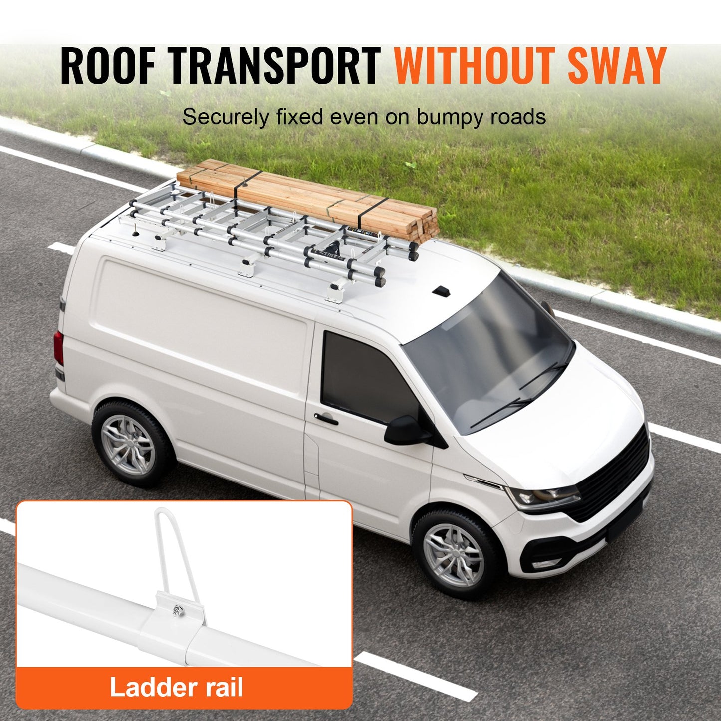 Trailer Ladder Rack, 56-inch  3 Crossbars Ladder Roof Rack, Heavy-duty Steel Van Roof Ladder Rack, 90 Kg Capacity Each Bar Van Ladder Rack With Cargo Roller, Fit For Ford Transit Custom 2013-2024