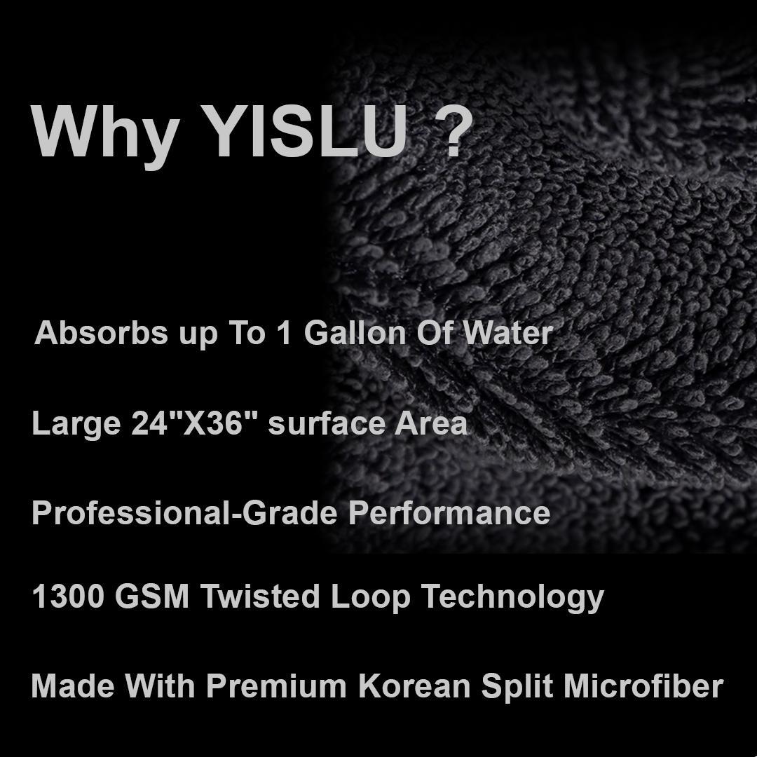 15x15in YISLU Drying Towel  - Super Absorbent Car Drying Towel, Woven With Twisted Microfiber, 1300 GSM High Quality Microfiber 70 30 Mixed Twisted Microfiber