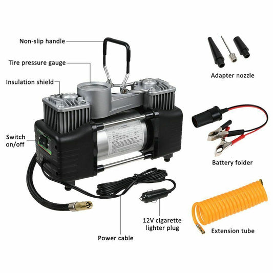 150PSI HEAVY DUTY PORTABLE 12V ELECTRIC CAR TYRE INFLATOR AIR COMPRESSOR