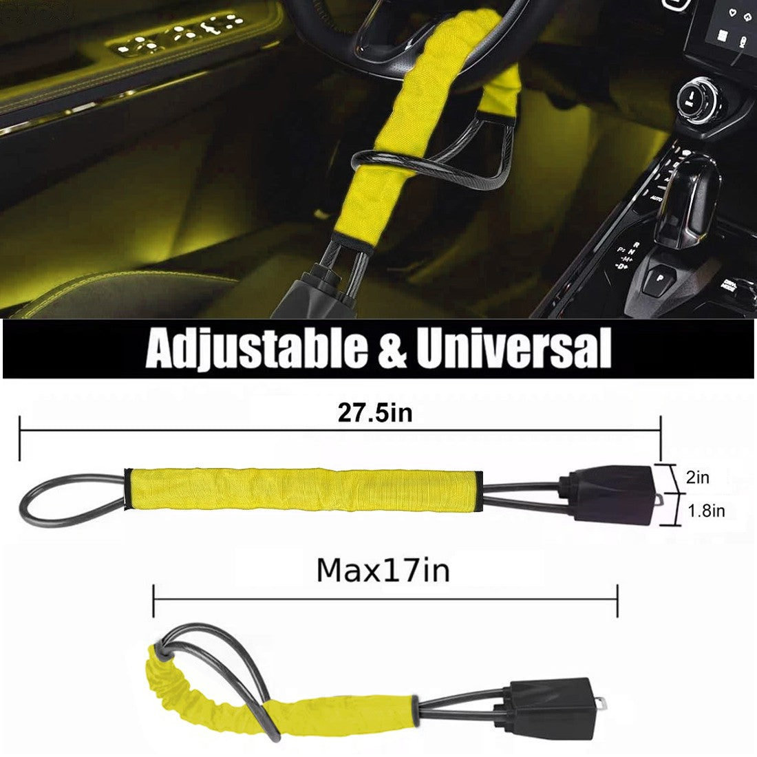 Steering Wheel Lock – Heavy Duty Anti-Theft (Seat Belt Style) - image 9
