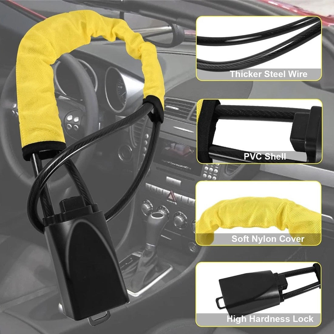 Steering Wheel Lock – Heavy Duty Anti-Theft (Seat Belt Style) - image 5