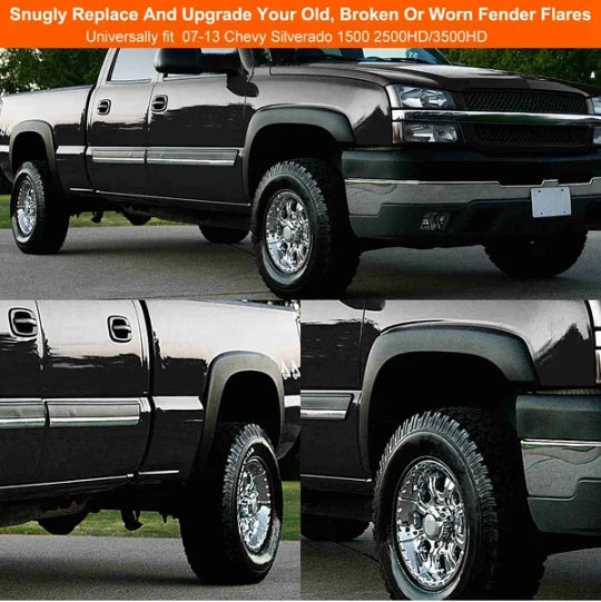 4PCS Wheel Rivet Fender Flares Pocket Style For 07-13 Chevy Silverado 1500 2500HD 3500HD