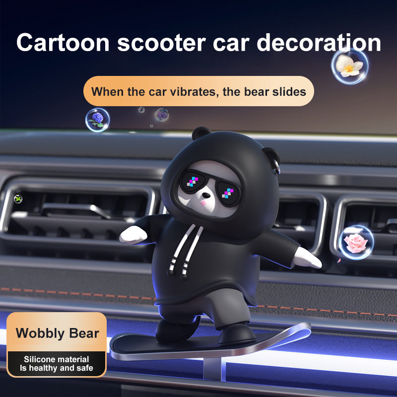 Car Ornament Car Decoration High-temperature Resistant Car Dashboard Ornament Featuring A Skateboarding Bear Boasts Exquisite Craftsmanship And A Stunning Appearance.