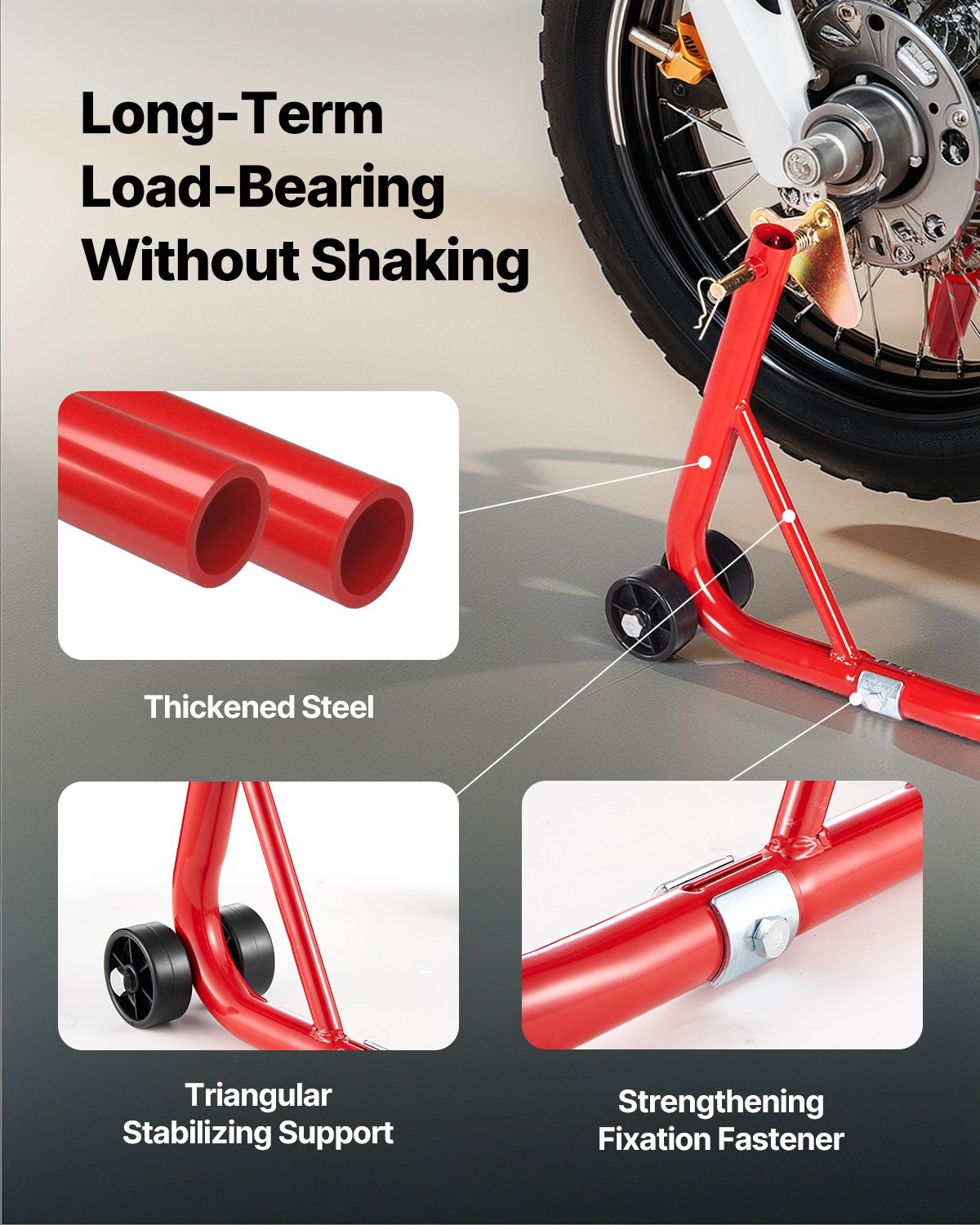 Motorcycle Stand Lift, 850lbs Capacity Front Rear Combo Stand Lift, Front Wheel Dual-Fork Stand, Rear U,L Fork Swingarm Spool Stand, For MostYamaha HondaKawasaki SuzukiMotorcycles, Red